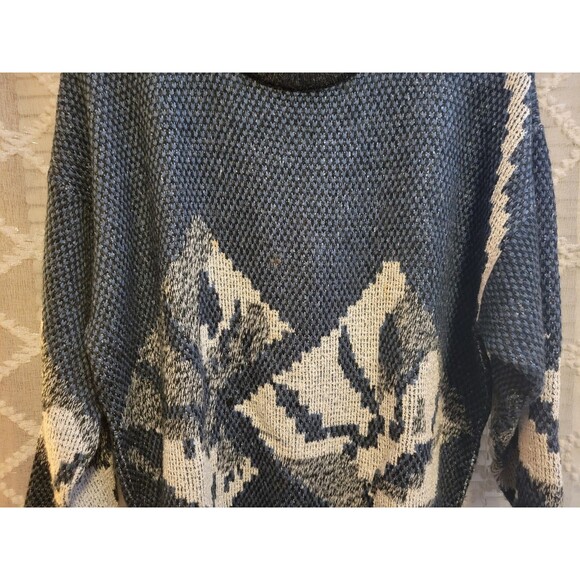 Vintage Mens Sweater Large Geometric Acrylic Cosby Preppy Old Money Aspen Lodge - Picture 12 of 16